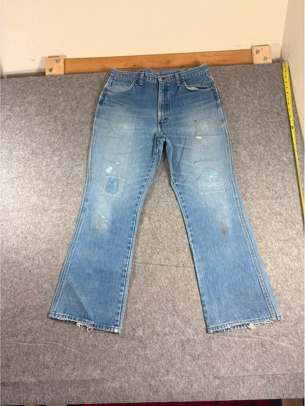 Vintage 70s Wrangler No Fault Denim Jeans Men 36x30 Flare